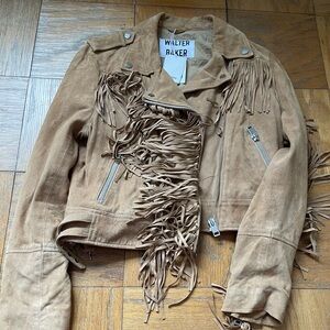Walter Baker Tan Leather Jacket with Fringe